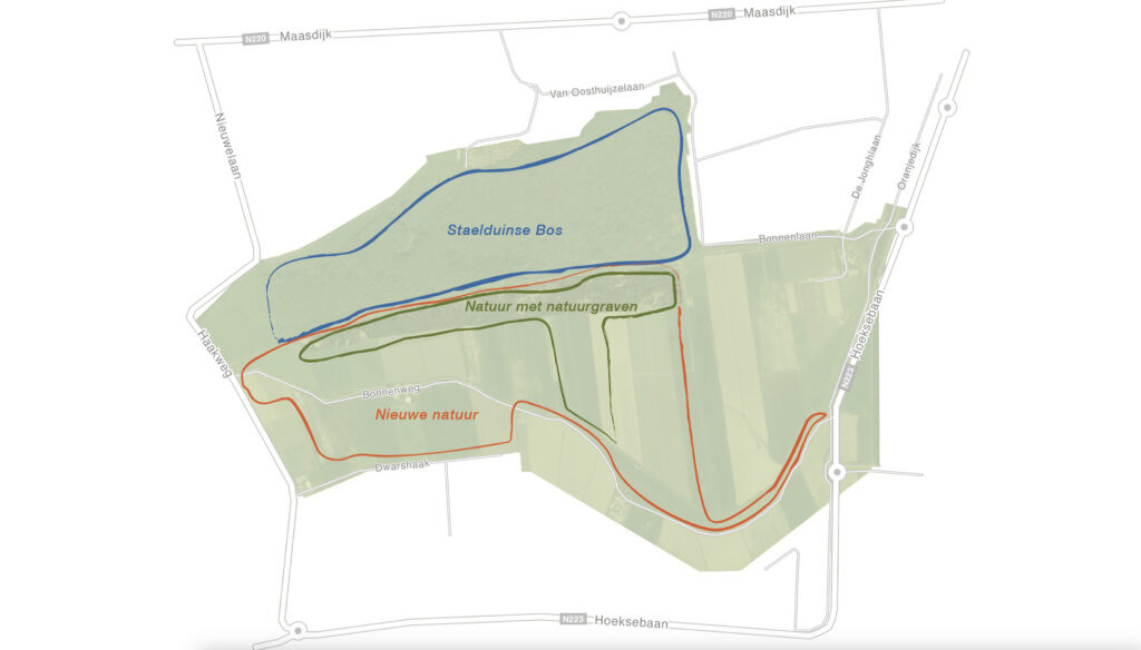 Plattegrond van de nieuwe natuur in Zuid-Holland